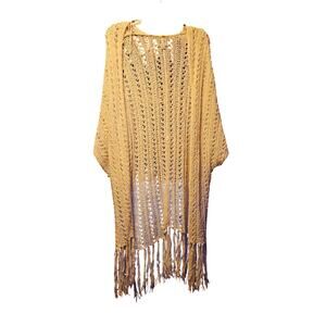 American Eagle cream loose knit open front cardigan boho festival size medium